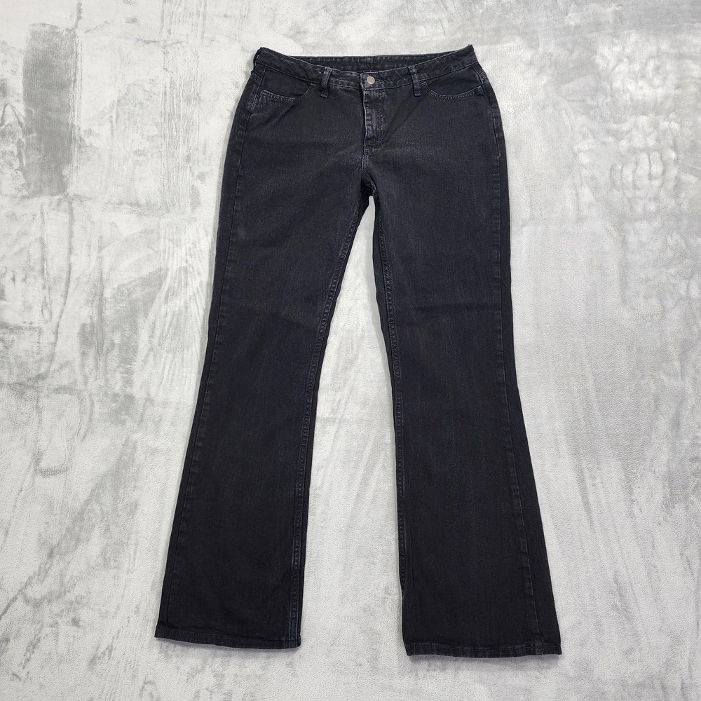 Lee Jeans Womens 14‎ LONG Black Mid Rise Bootcut Stretch Denim Charcoal Wash